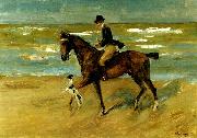 Max Liebermann ryttare vid havsstranden oil on canvas